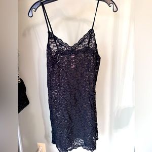 Victoria’s Secret Black Lace Mesh Floral Slip Dress Size M